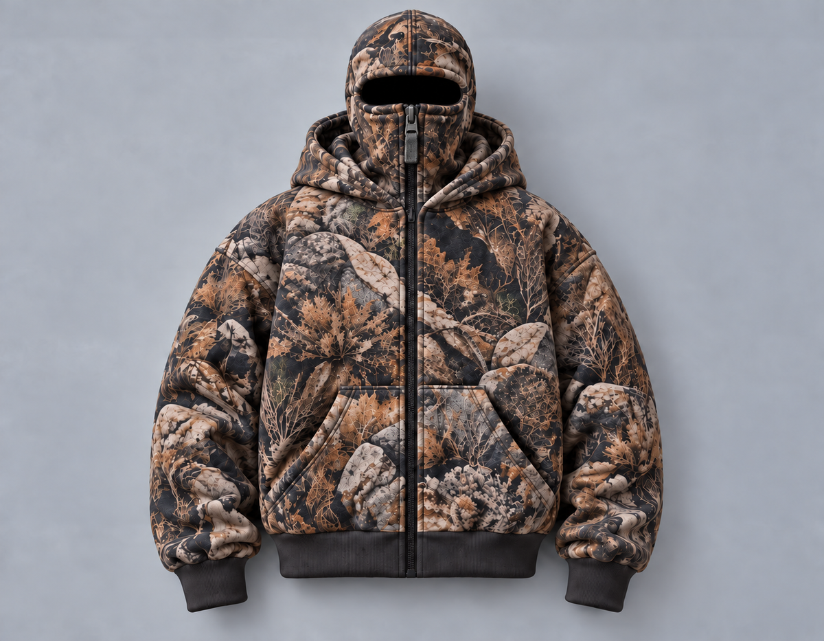Camo balaclava hoodie lifestyle