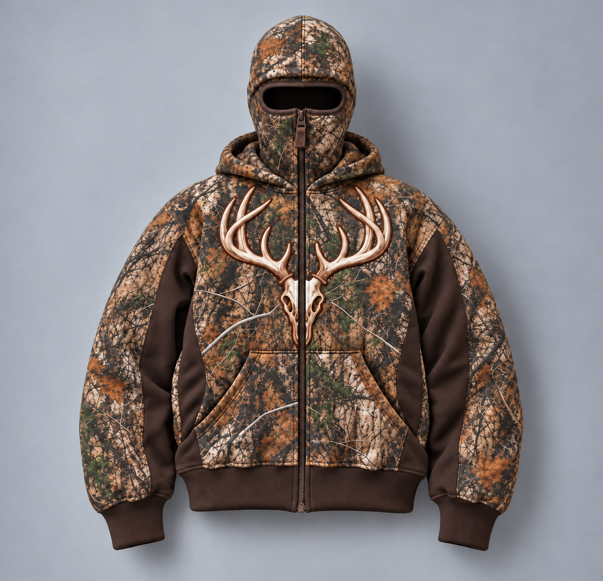 Woodland Brown camo balaclava hoodie