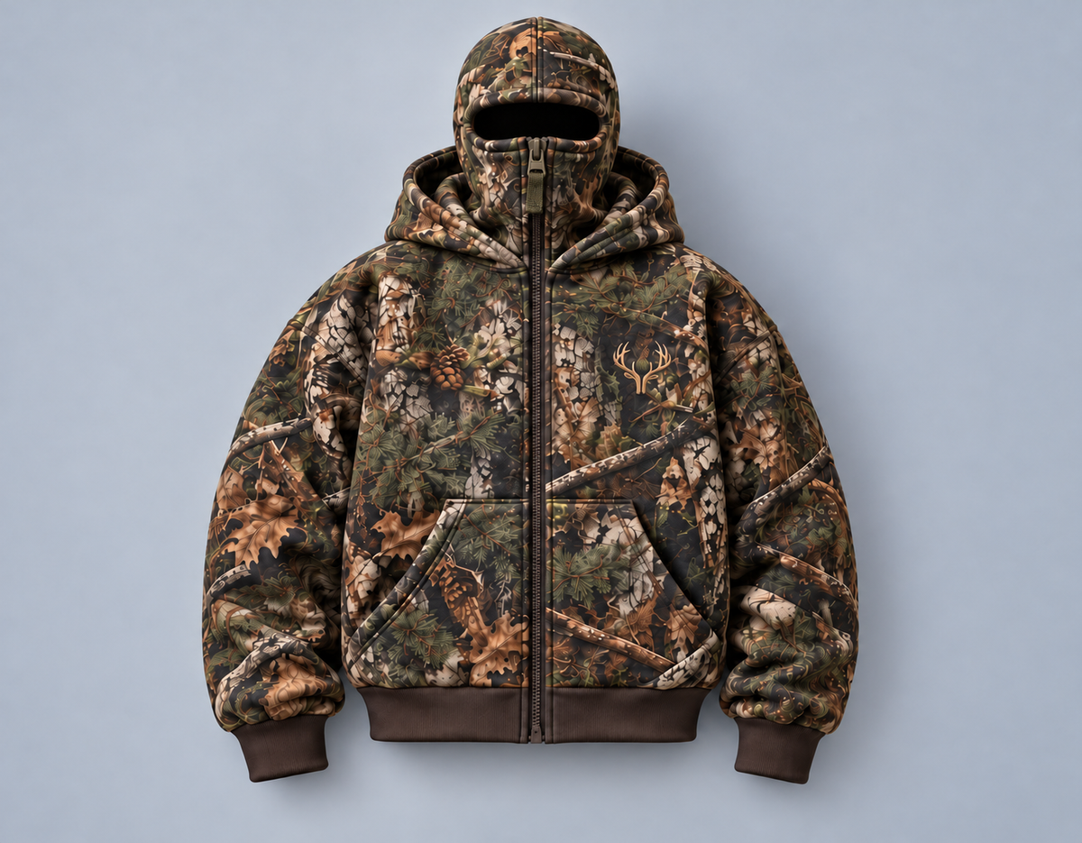 Pine camo balaclava hoodie
