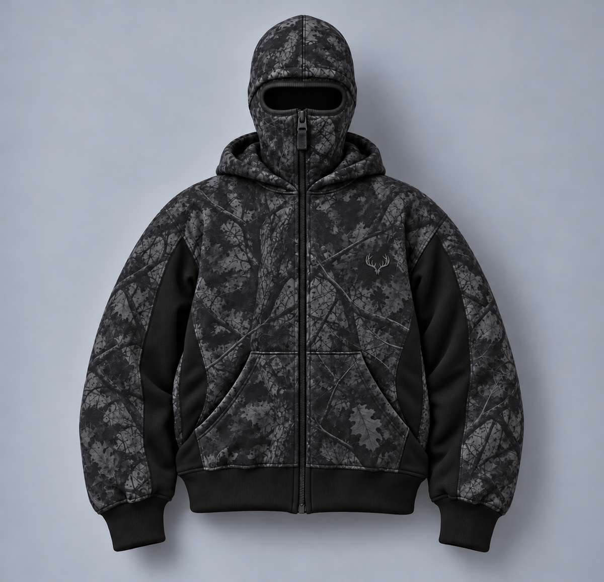 Shadow Black camo balaclava hoodie