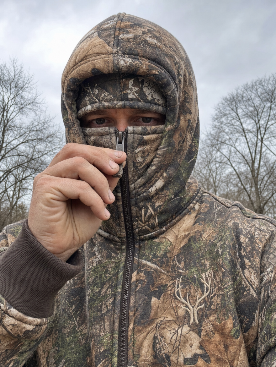 Camo balaclava hoodie lifestyle